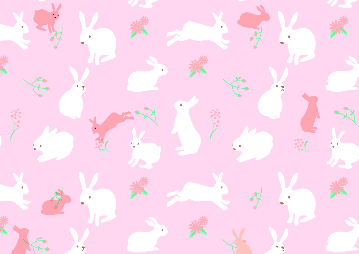 うさぎ柄-かわいい無料背景イラスト-ピンク40154に写真・文字を入れる