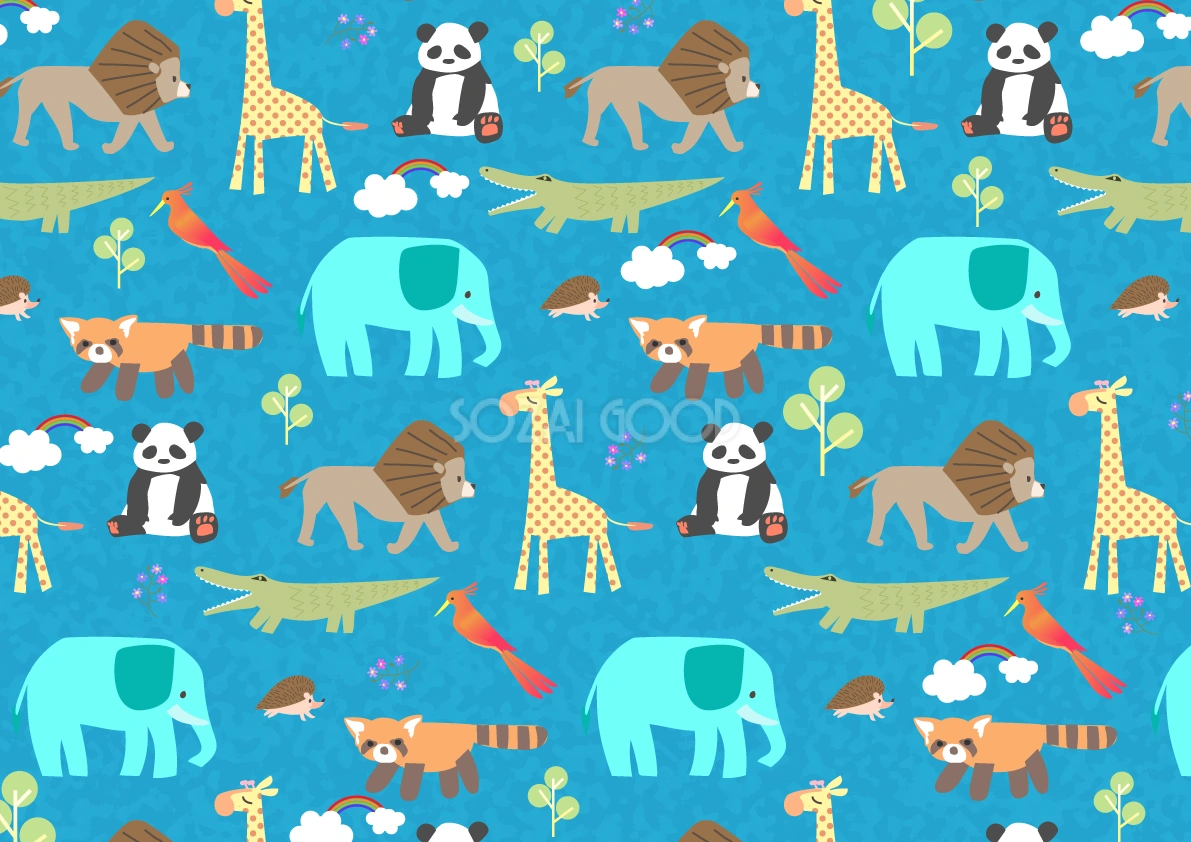 動物柄-かわいいポップ無料背景イラスト40254