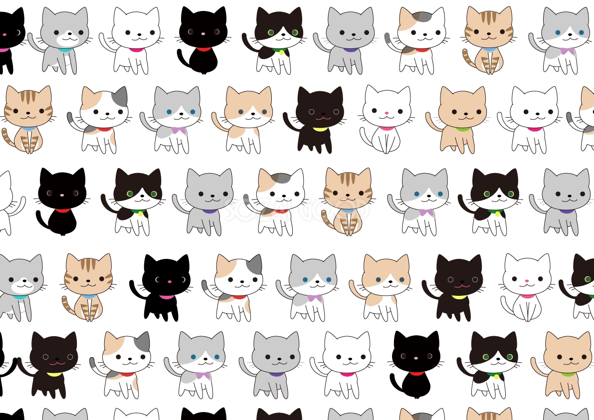 猫の柄-かわいい無料背景イラスト40275