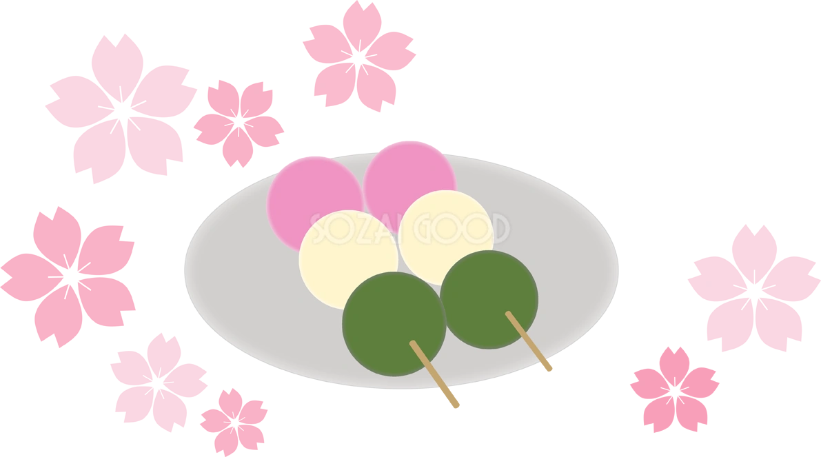 桜とお団子の無料イラスト40455