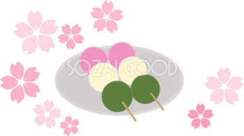 桜とお団子の無料イラスト40455