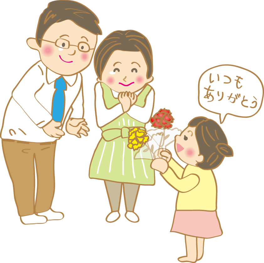 母の日&父の日 親子 無料イラスト40909に写真・文字を入れる