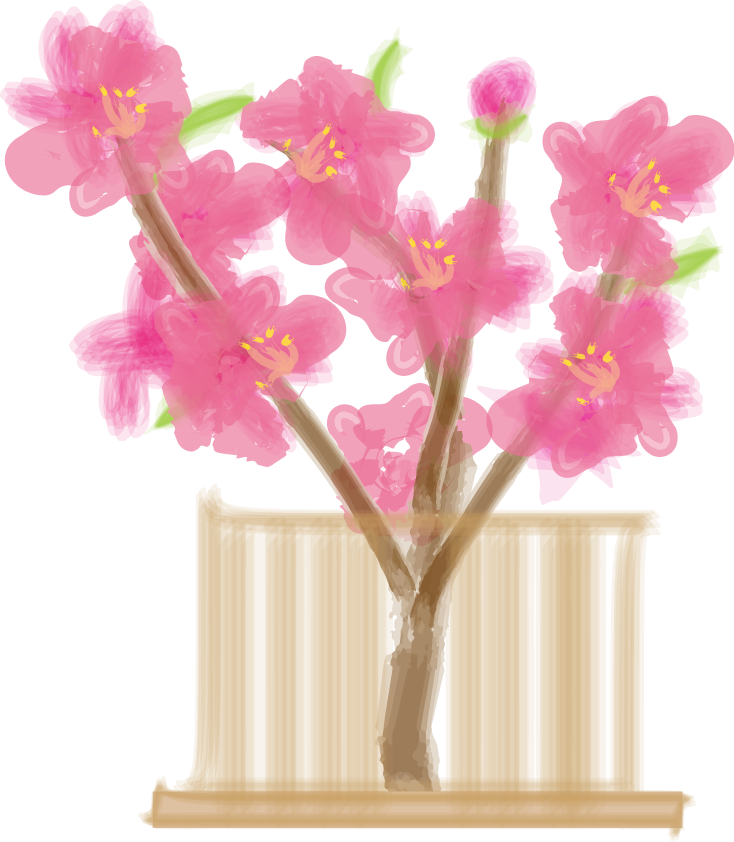 ひな祭り 桃の花 無料イラスト40969に写真・文字を入れる