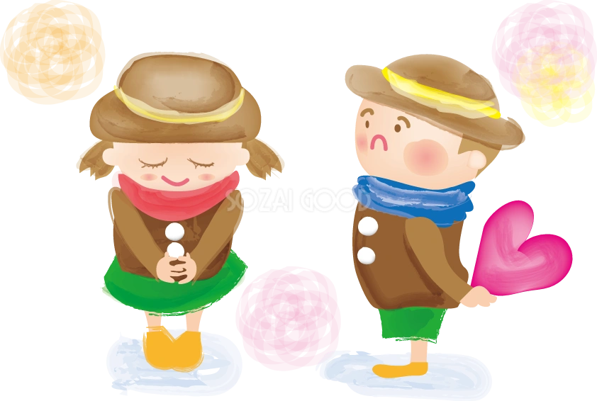 ホワイトデー 男の子と女の子 無料イラスト40993