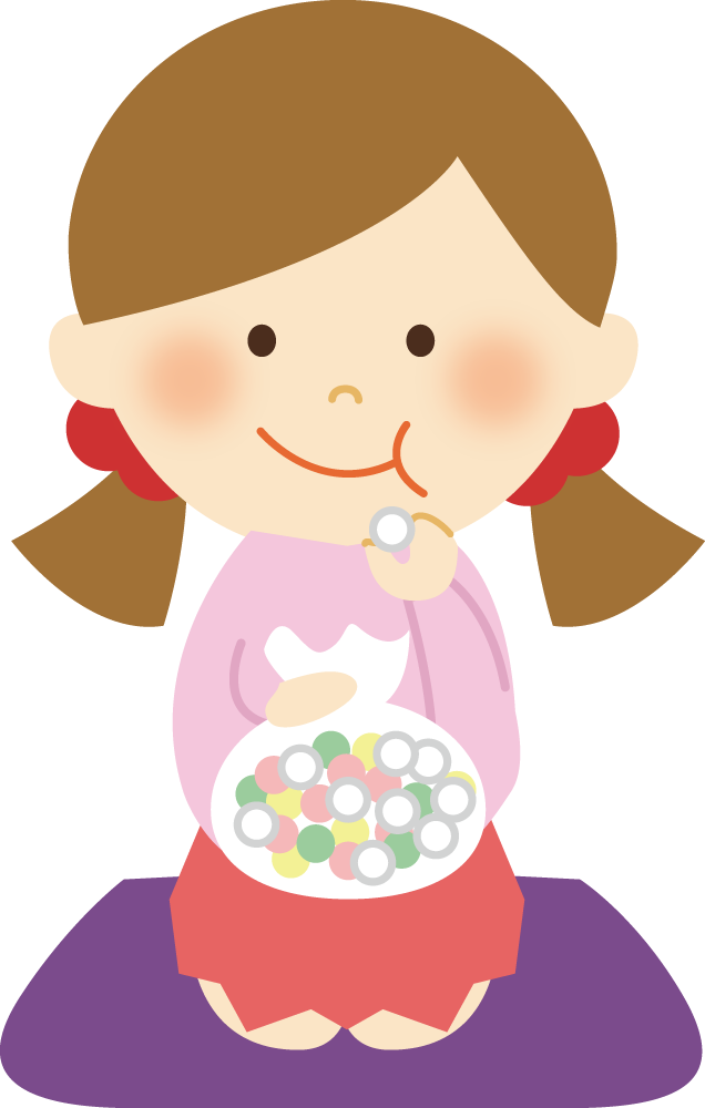 ひな祭り ひなあられを食べる女の子 無料イラスト41076に写真・文字を入れる