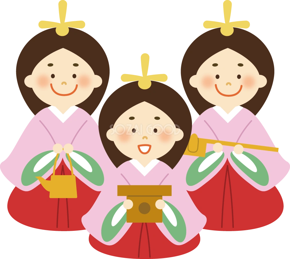 ひな祭りの可愛い三人官女無料イラスト41084