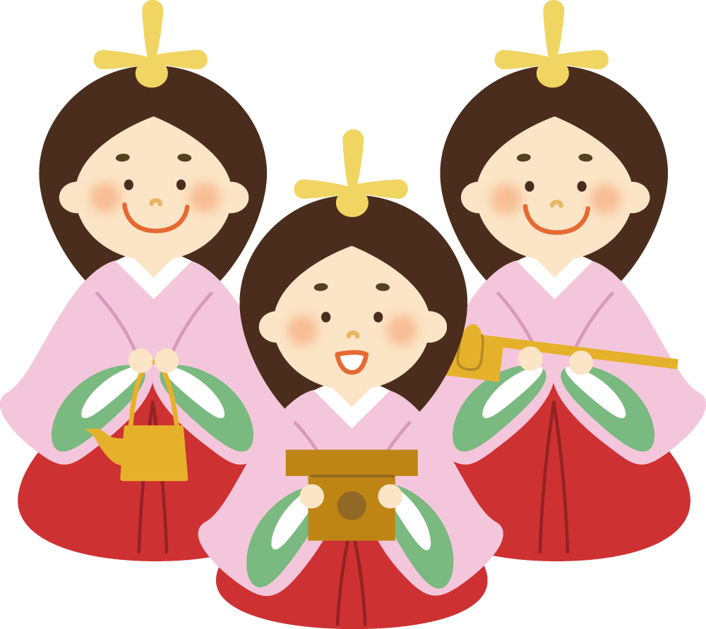 ひな祭りの可愛い三人官女無料イラスト41084に写真・文字を入れる