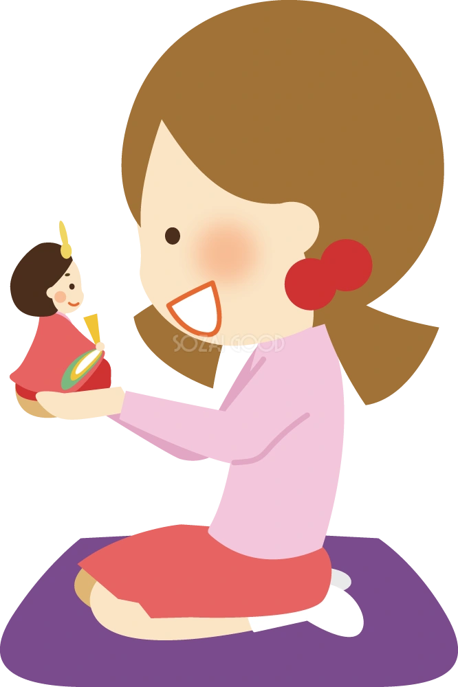 ひな祭り 雛人形と女の子 無料イラスト41088