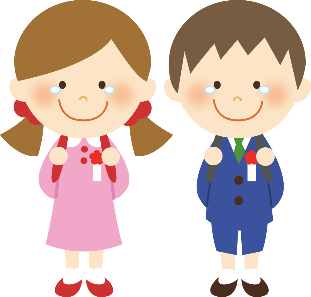 卒業式で感動しながら小学校を卒業する女の子と男の子 無料イラスト41096に写真・文字を入れる