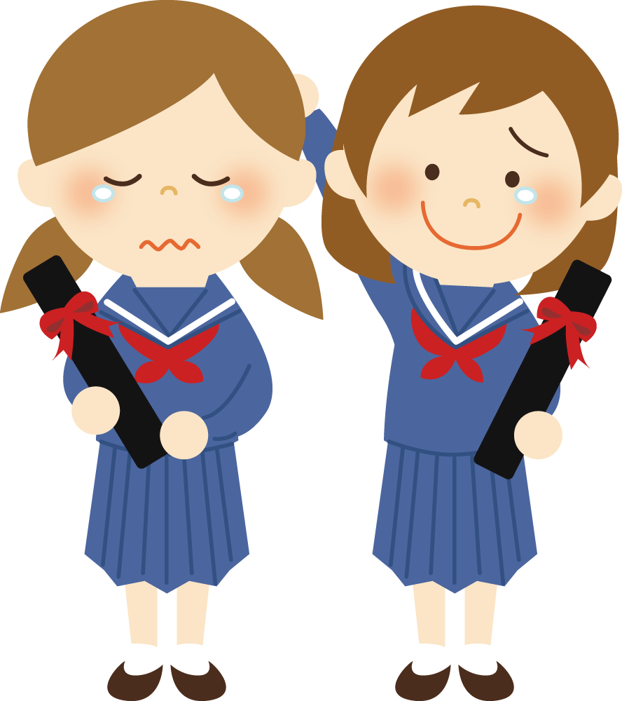 卒業式で感動して泣いている女の子達 無料イラスト41104に写真・文字を入れる