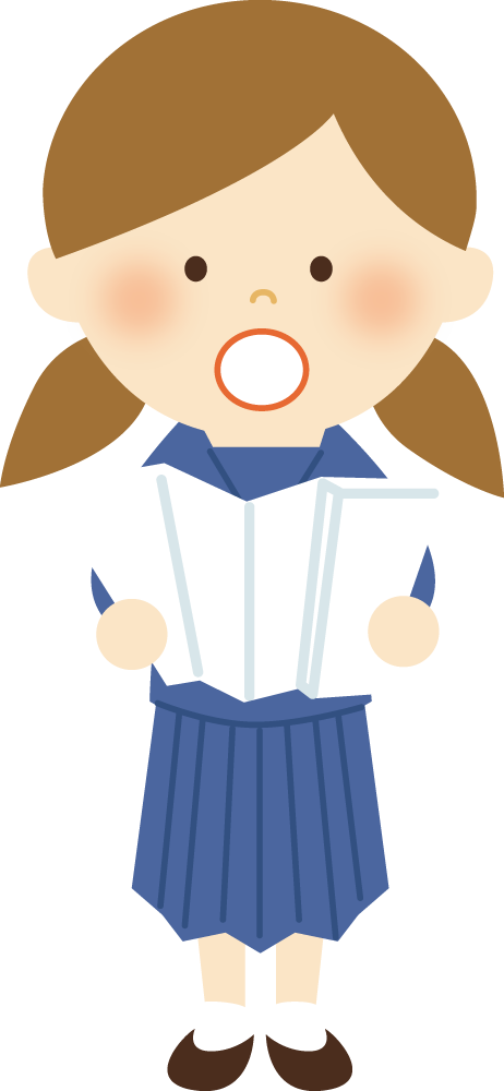 卒業式 卒業生代表挨拶を読む女の子 無料イラスト41112に写真・文字を入れる