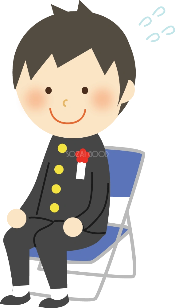 入学式で緊張する男の子 無料イラスト41124