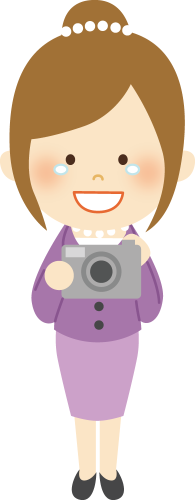 入学式で写真を撮る母親 無料イラスト41132に写真・文字を入れる