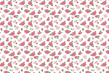 濃いピンクと薄いピンクのバラ花柄の背景無料イラスト-春41180