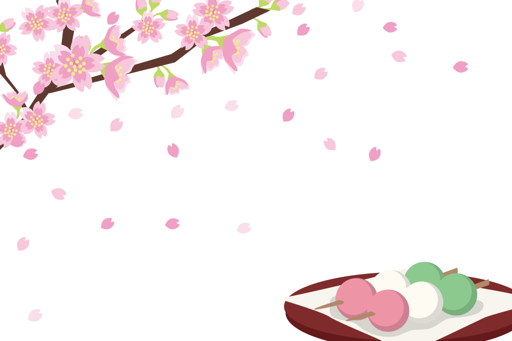桜と団子でお花見の背景無料イラスト-春41212に写真・文字を入れる