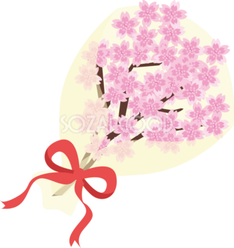桜花束の無料イラスト-春41250