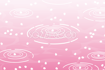 波紋水面に浮かぶ桜の花びら背景無料イラスト-春41262