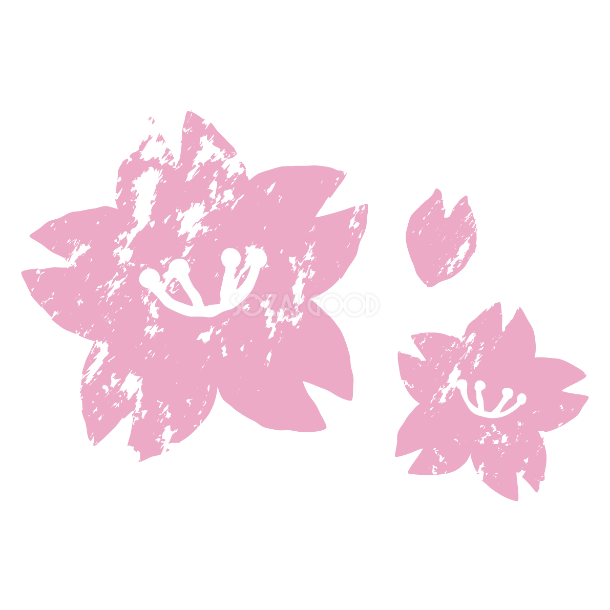 桜ノーマルハンコのかわいい無料イラスト-春41334