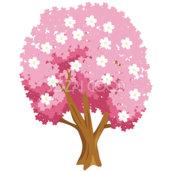 桜の木のかわいい無料イラスト-春41346
