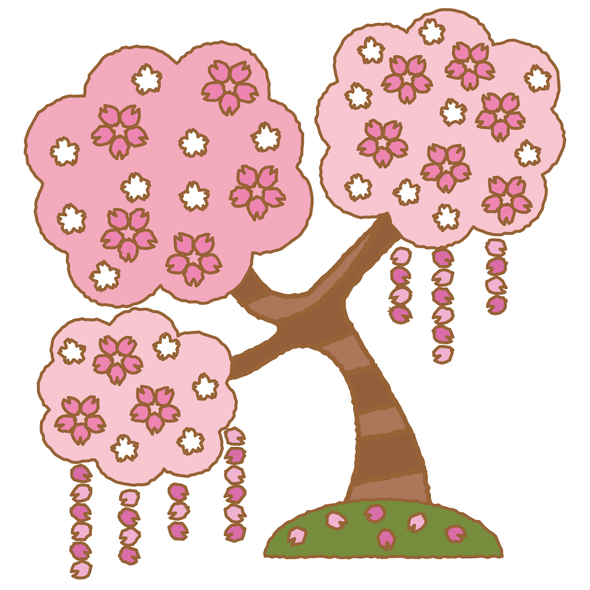 桜の木ポップのかわいい無料イラスト-春41350に写真・文字を入れる