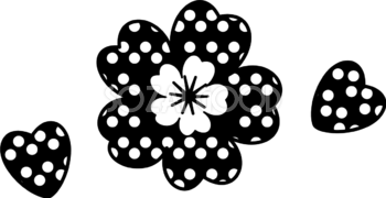 白黒ドット桜のかわいい無料イラスト-春41379