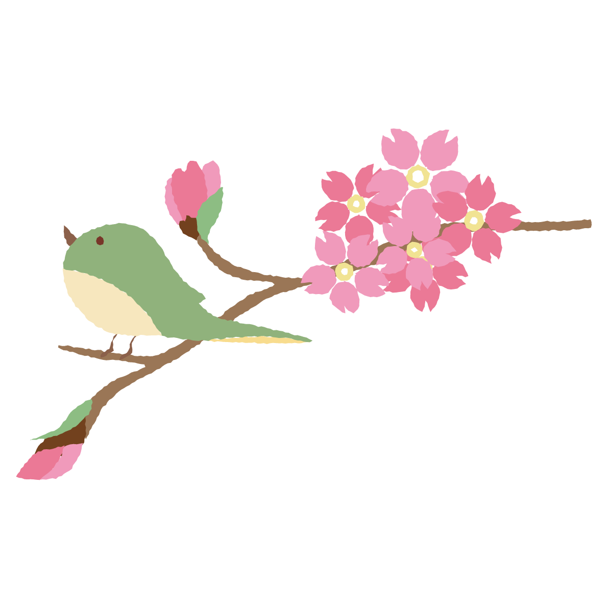 鶯と桜のかわいい無料イラスト-春41395に写真・文字を入れる