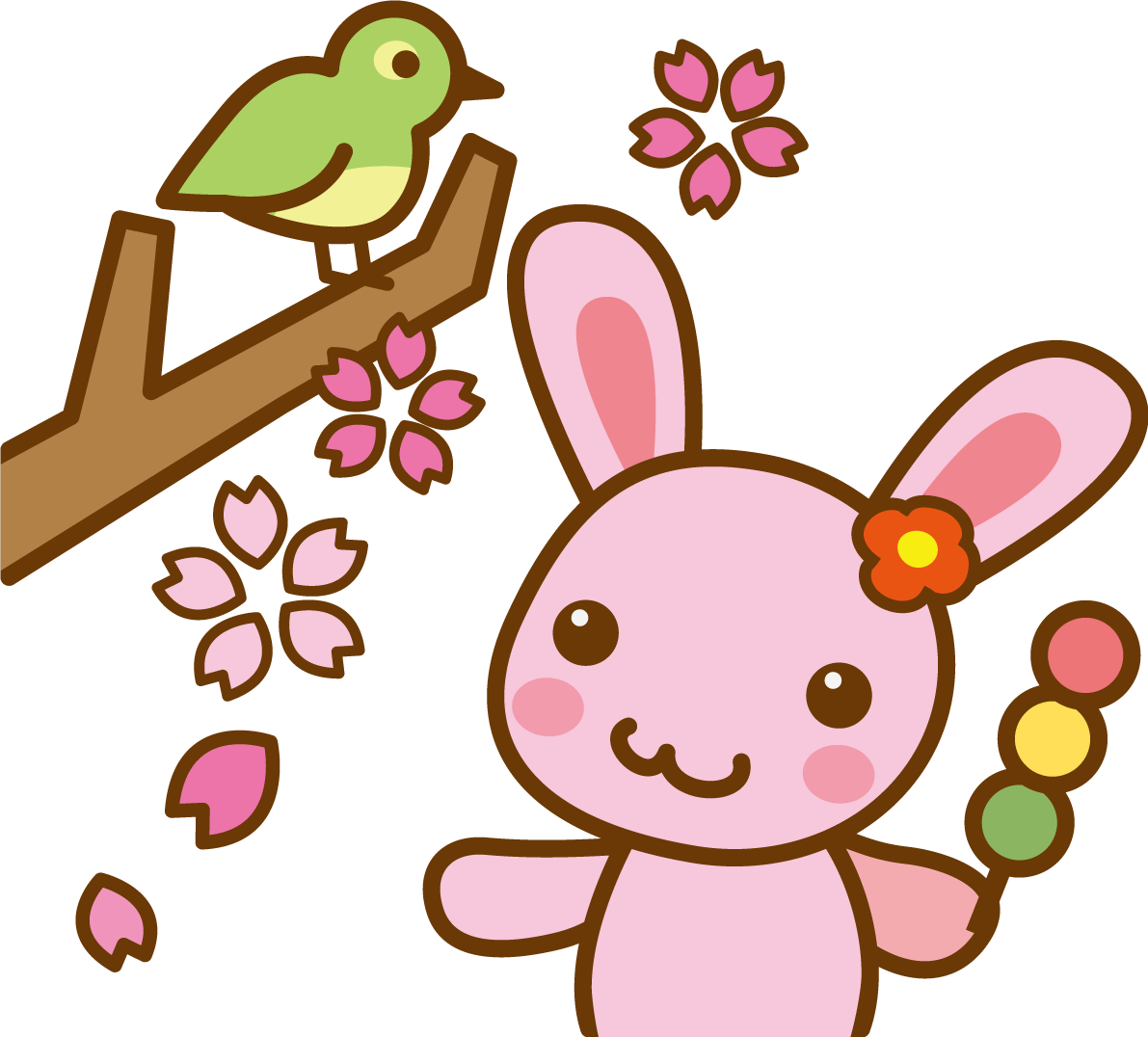 うぐいすとウサギのかわいい無料イラスト-春41415に写真・文字を入れる