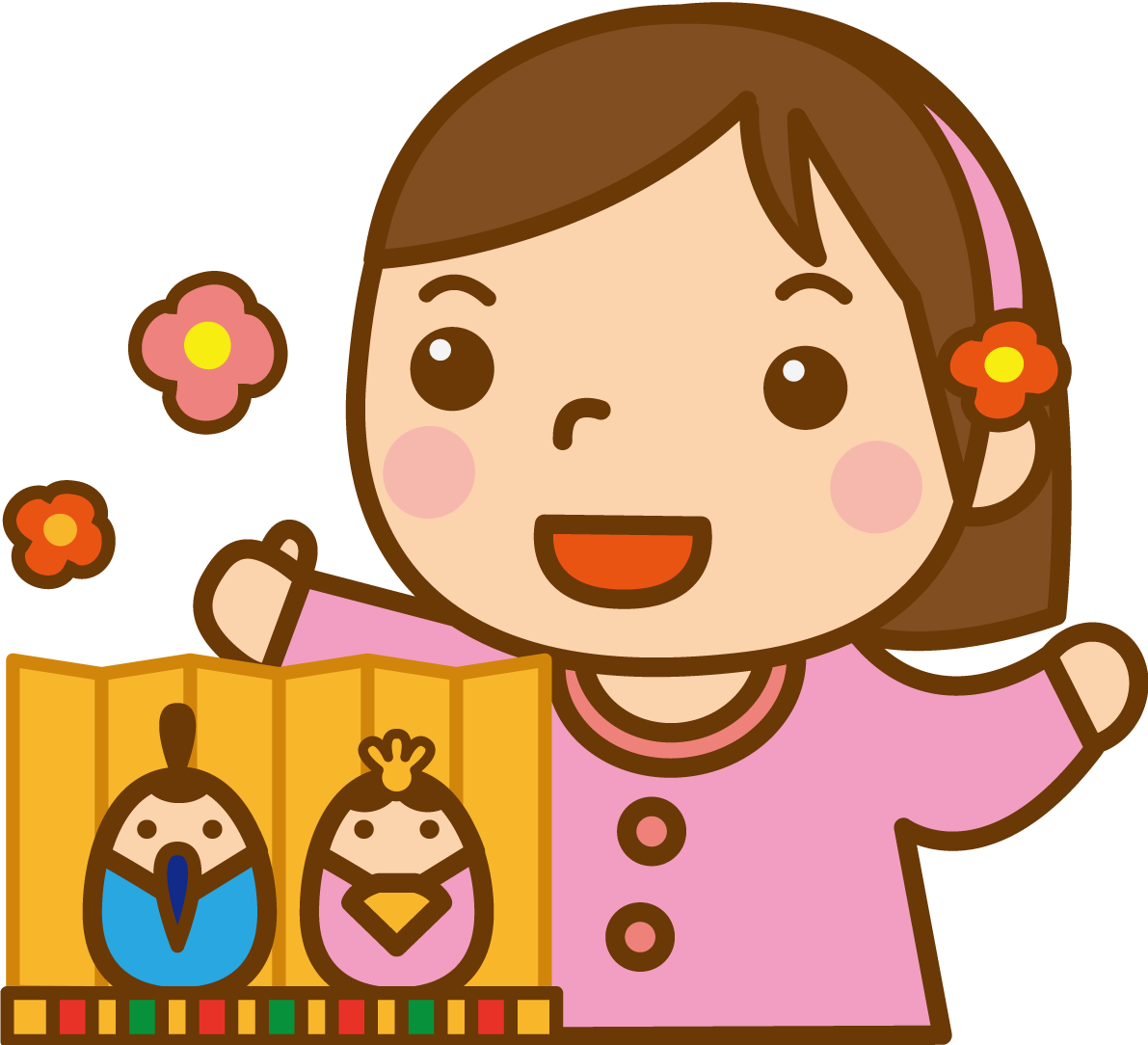 ひな祭り行事のかわいい無料イラスト-春41467に写真・文字を入れる