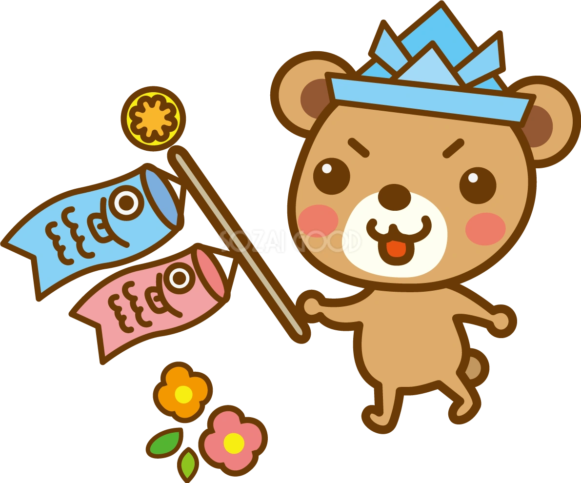 鯉のぼりクマのかわいい無料イラスト-春41499