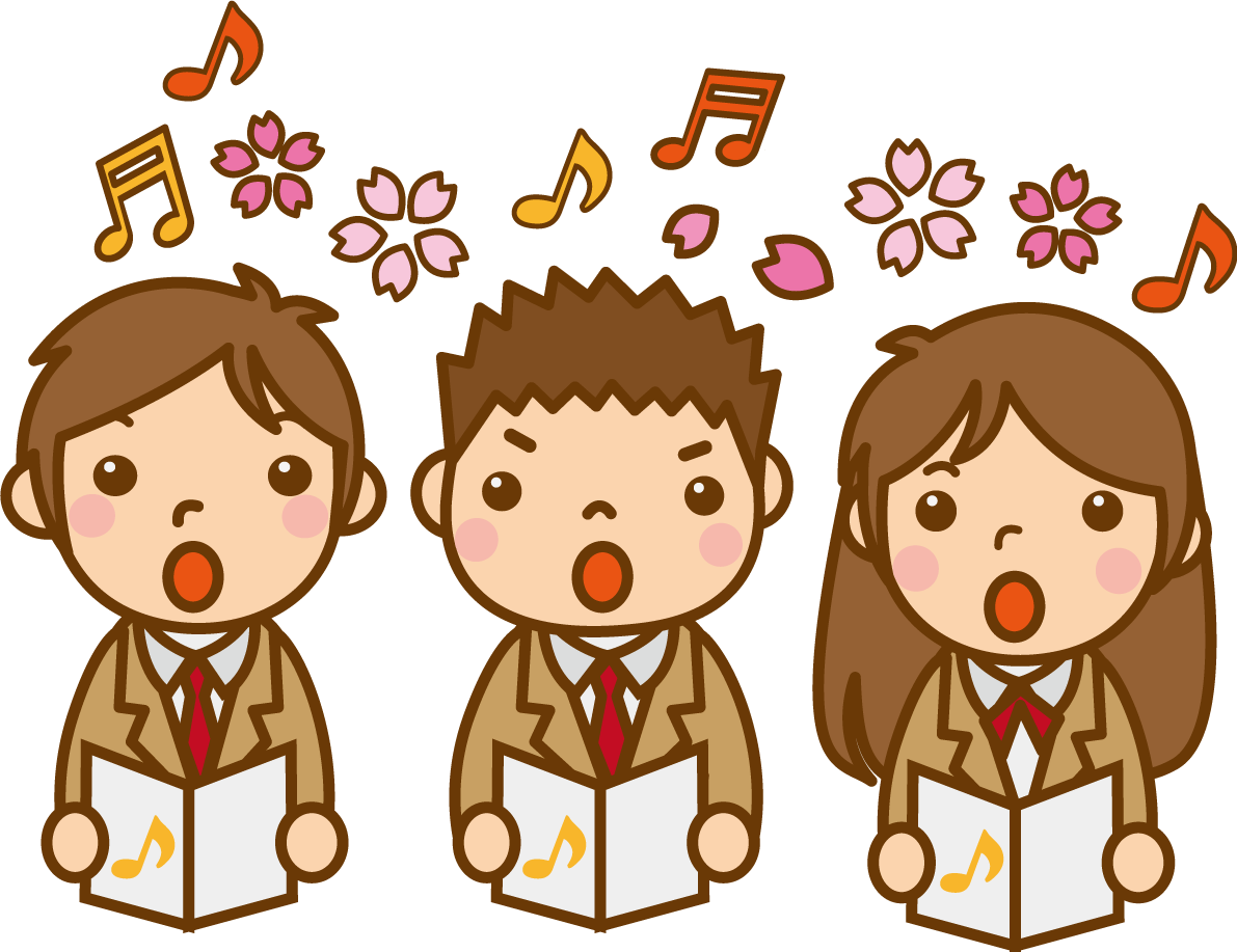 校歌を歌う学生のかわいい無料イラスト-春41507に写真・文字を入れる