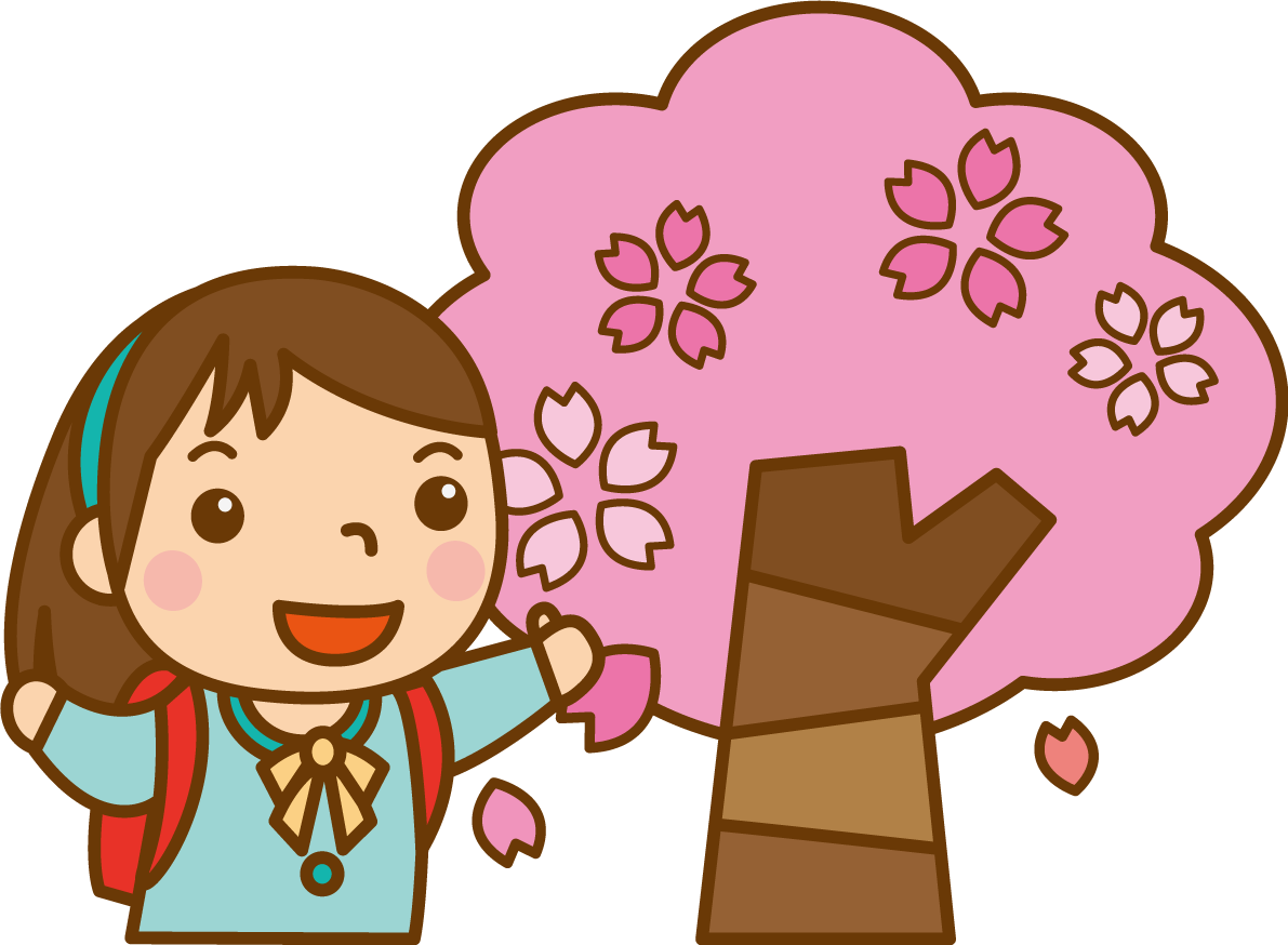 桜と女の子のかわいい無料イラスト-春41511に写真・文字を入れる