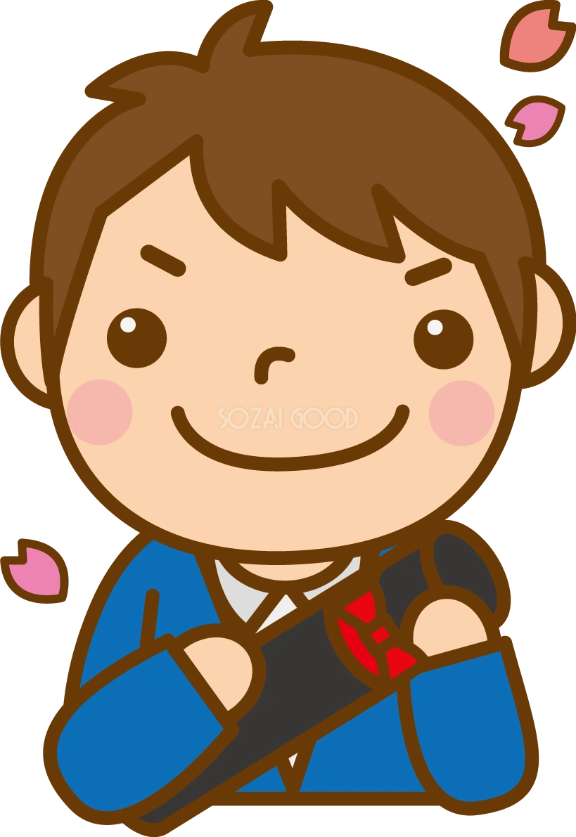 卒業証書を持つ男の子のかわいい無料イラスト-春41547