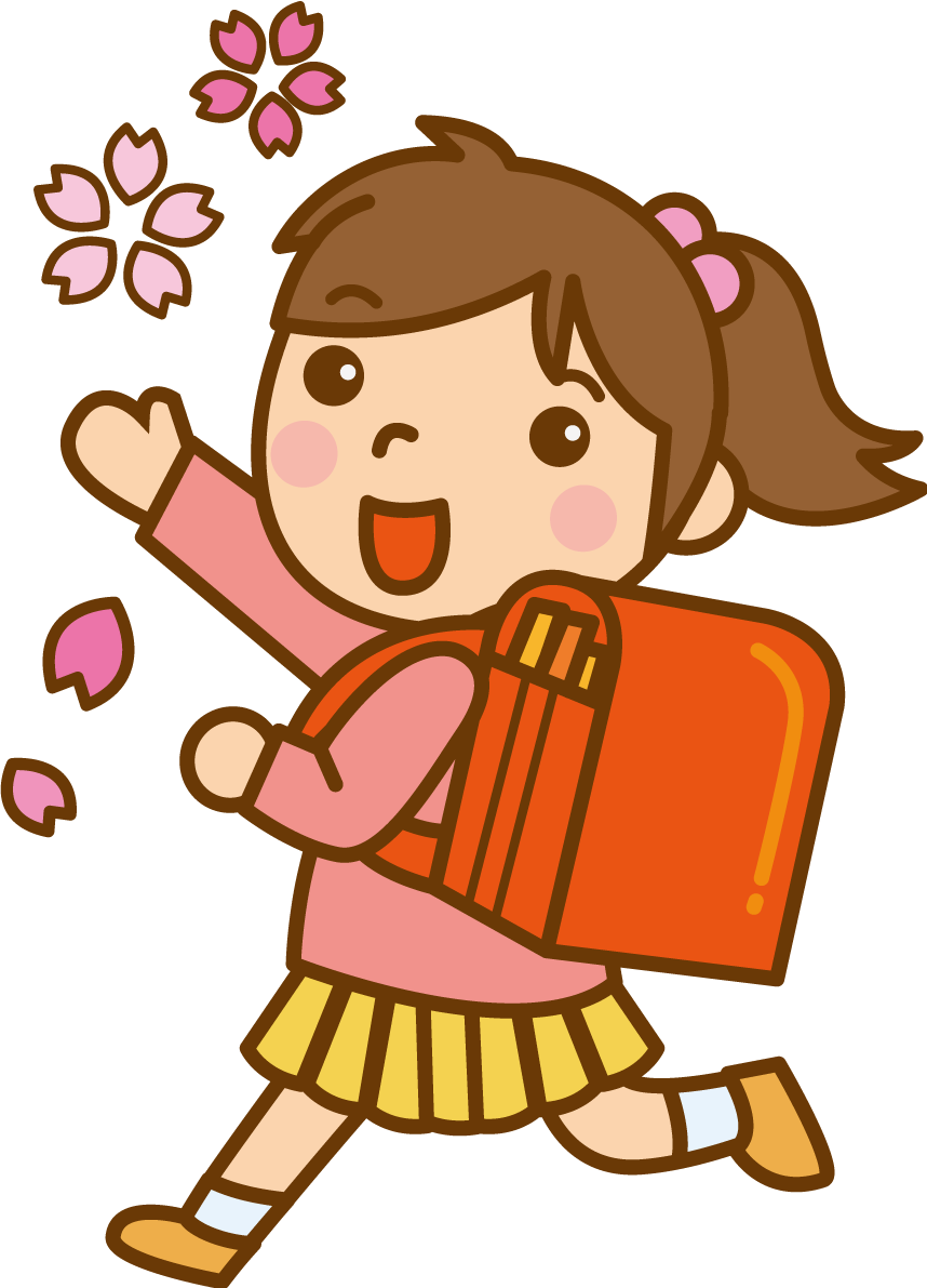 登校する女の子のかわいい無料イラスト-春41559に写真・文字を入れる