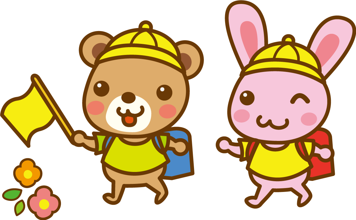 登校する動物達のかわいい無料イラスト-春41563に写真・文字を入れる