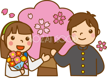 入学祝いの花束のかわいい無料イラスト-春41595