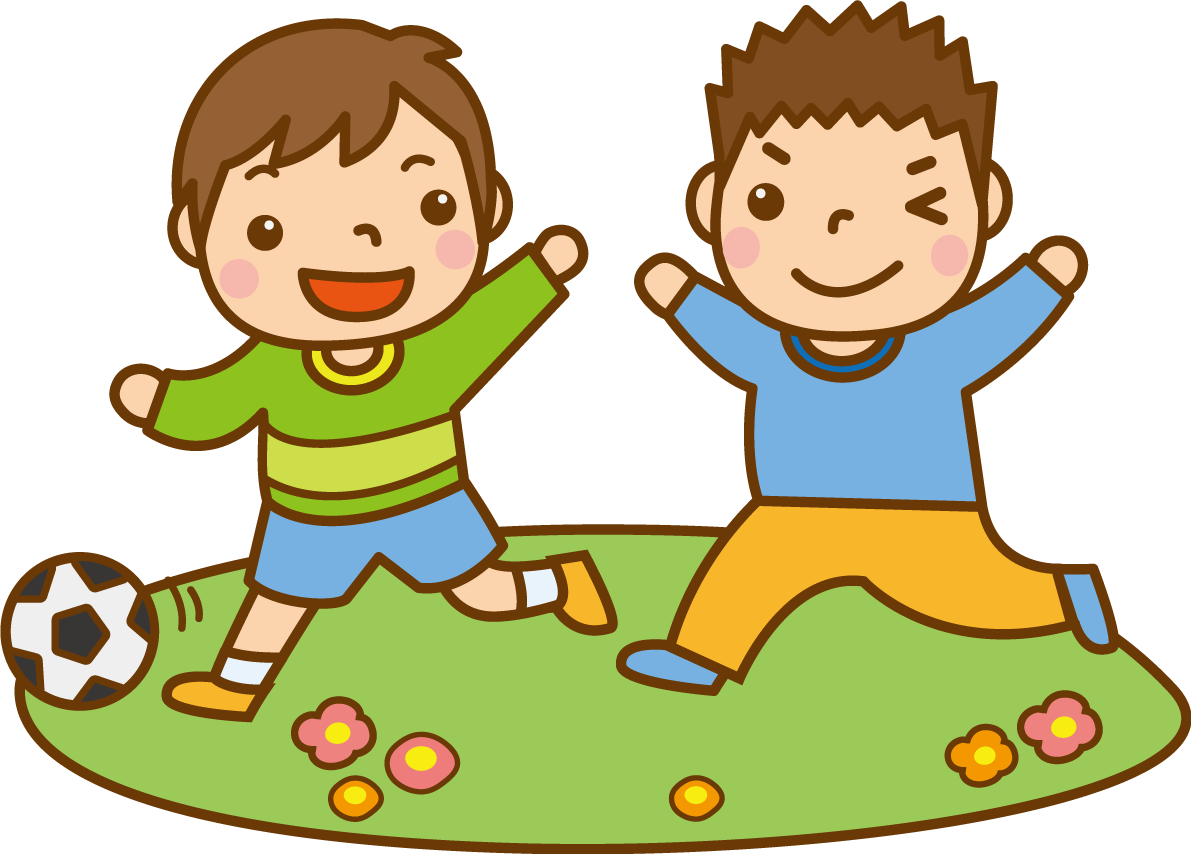 野原で遊ぶ男の子のかわいい無料イラスト-春41599に写真・文字を入れる