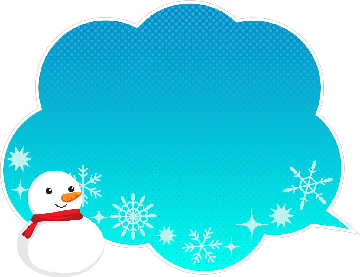吹き出しの雪だるま無料イラスト／冬41774に写真・文字を入れる
