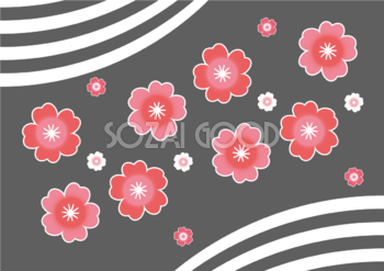 着物柄風桜の無料イラスト／春の背景41971