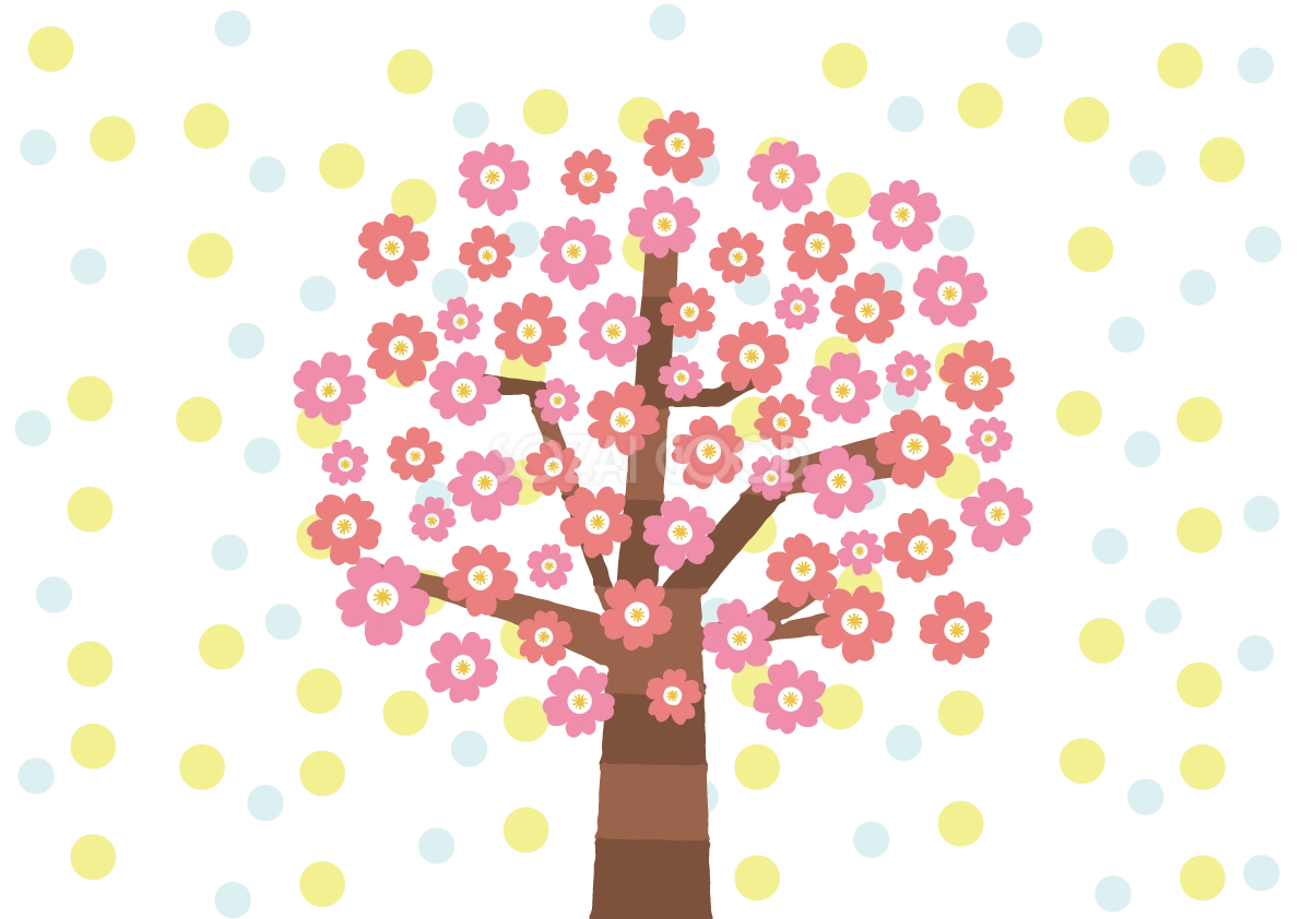 満開な桜の木 無料イラスト/春41975
