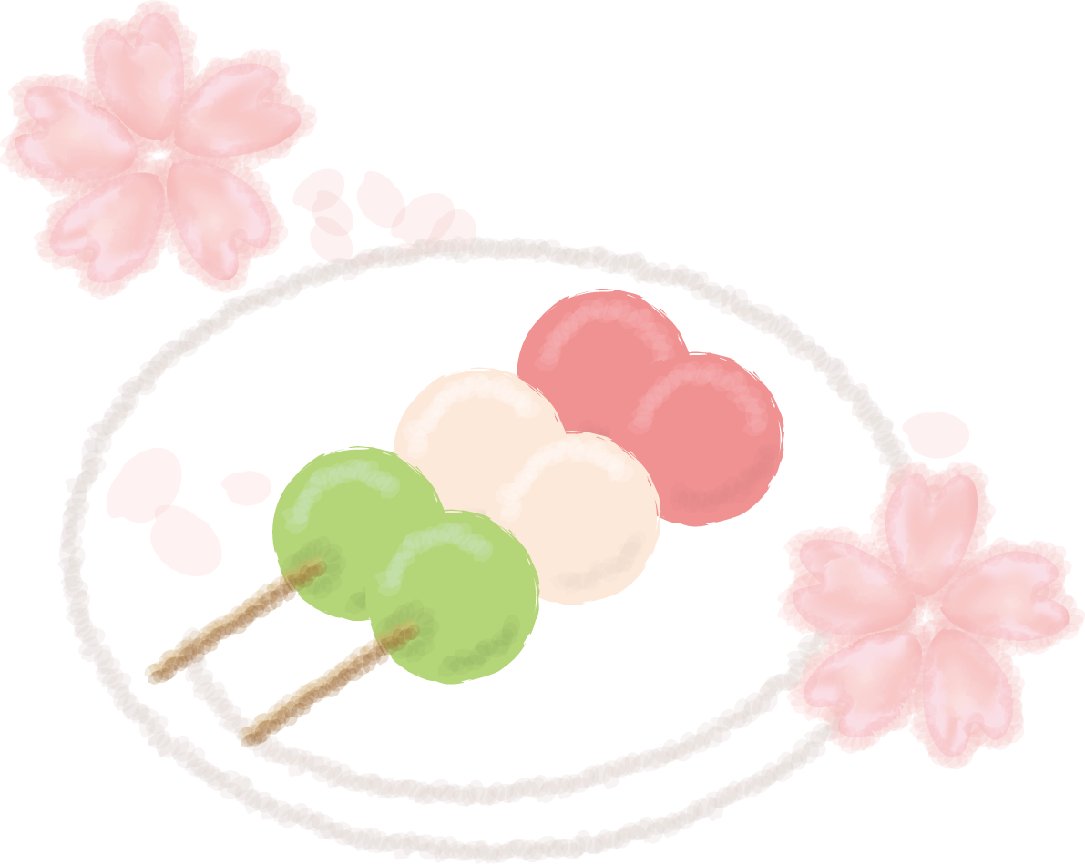 お花見のお団子 無料イラスト／春42254に写真・文字を入れる