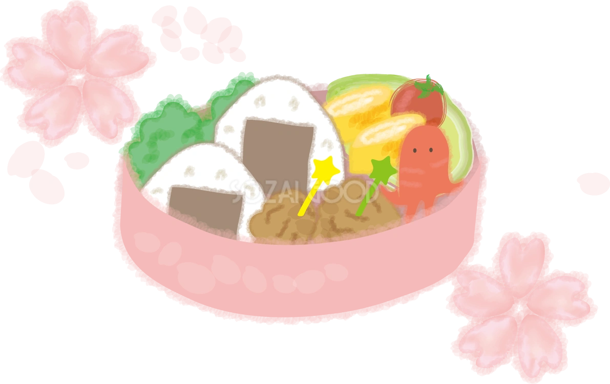 可愛いお花見のお弁当 無料イラスト/春42318