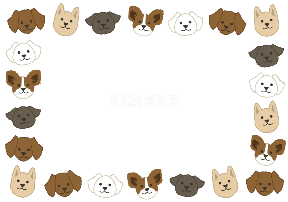 犬の顔のフレーム無料イラスト/動物42809