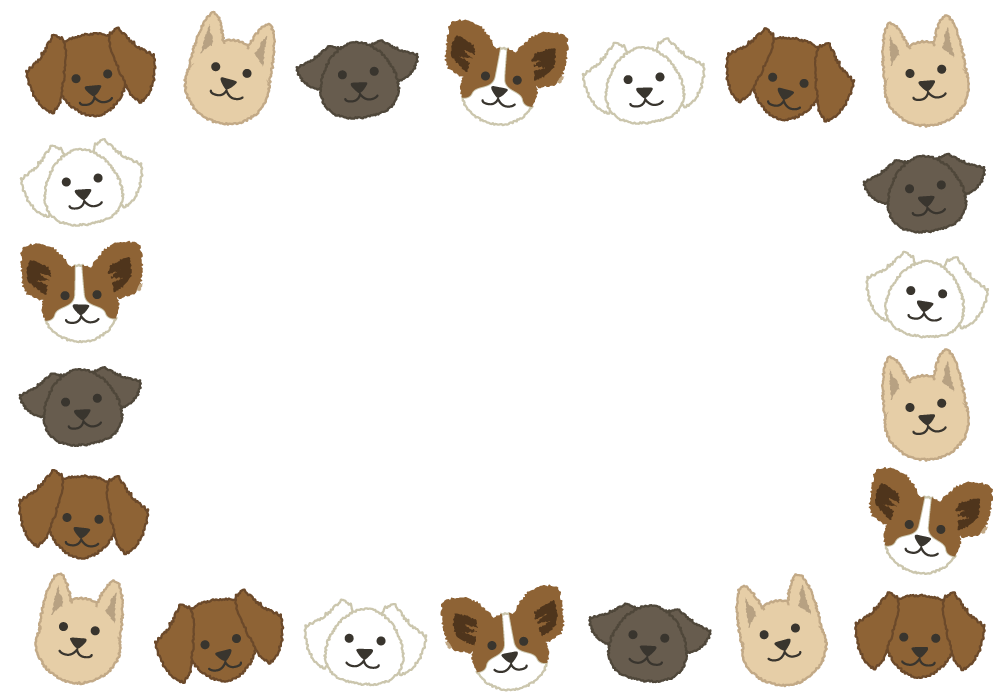 犬の顔のフレーム無料イラスト／動物42809に写真・文字を入れる