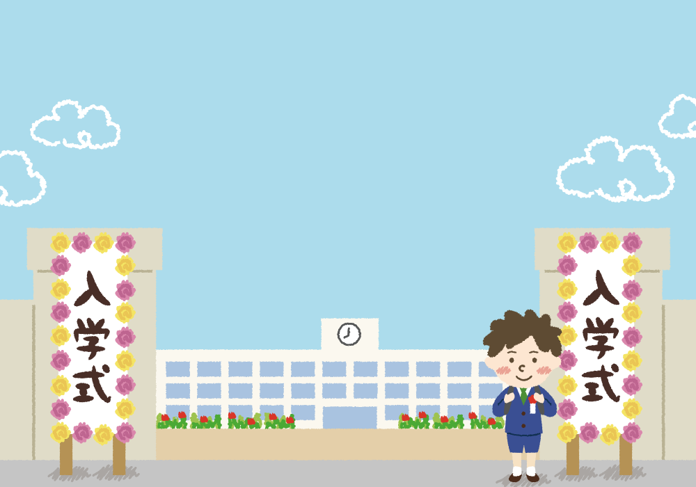 入学式学校の背景無料イラスト／学校42821に写真・文字を入れる