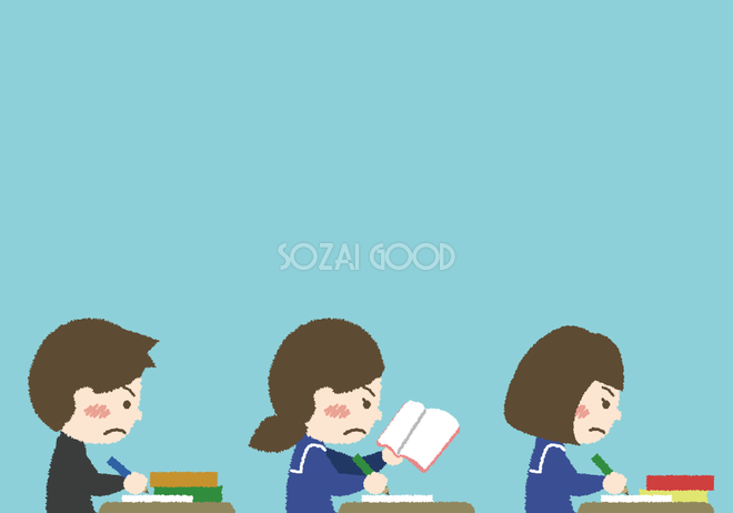 猛勉強の背景無料イラスト 学校 新学期 素材good