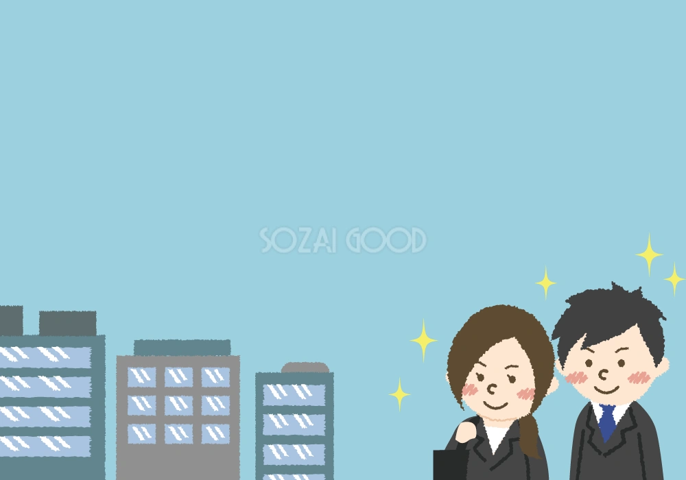 新社会人男女の背景無料イラスト／学校 新学期42893