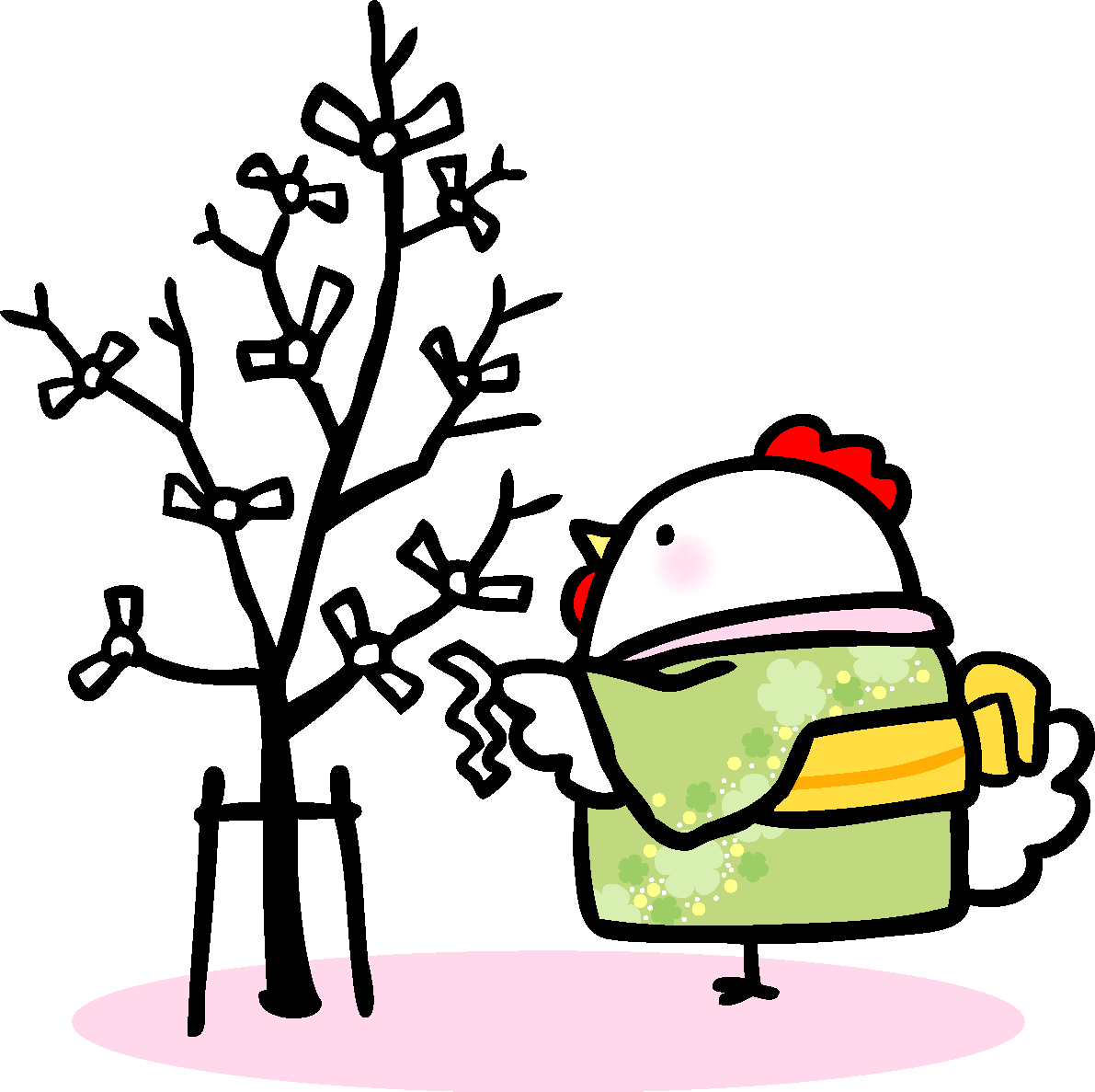 おみくじ「鶏・酉」無料イラスト／2017年賀状デザイン43004に写真・文字を入れる
