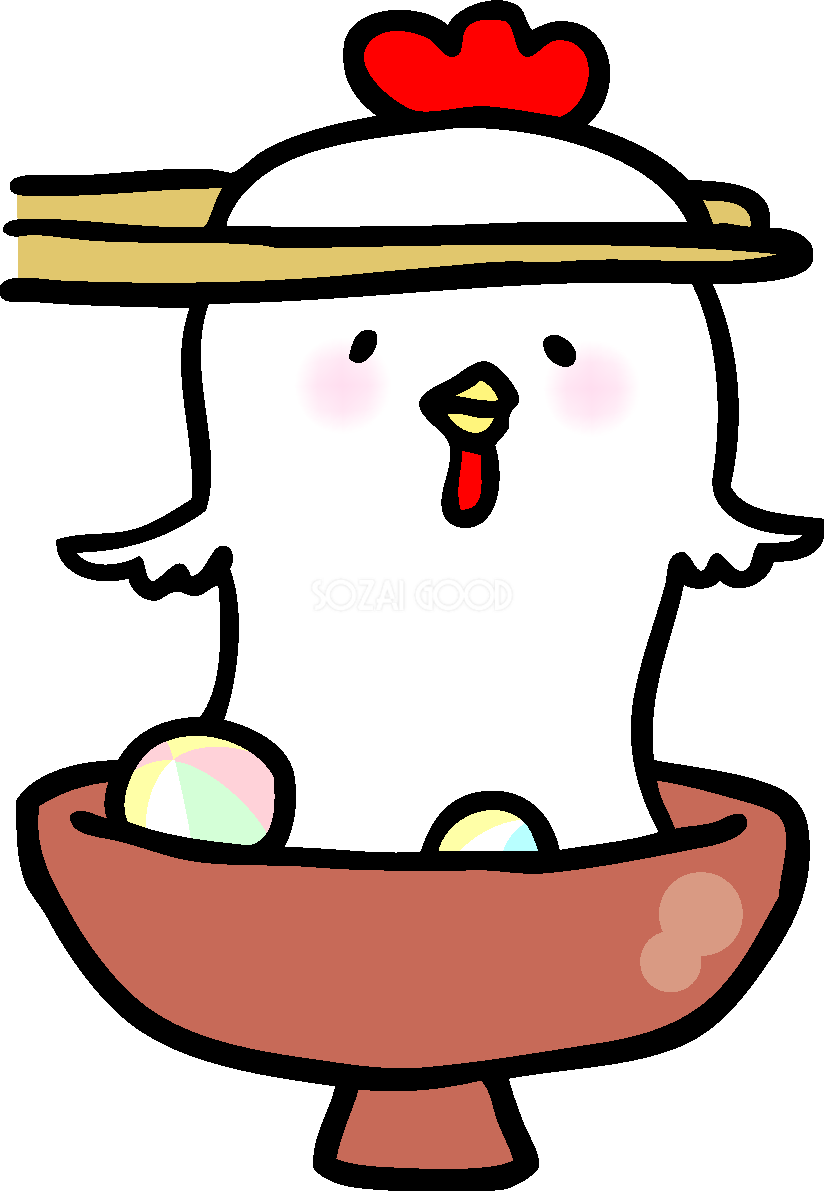 お雑煮「鶏・酉」の無料イラスト／2017年賀状デザイン43008