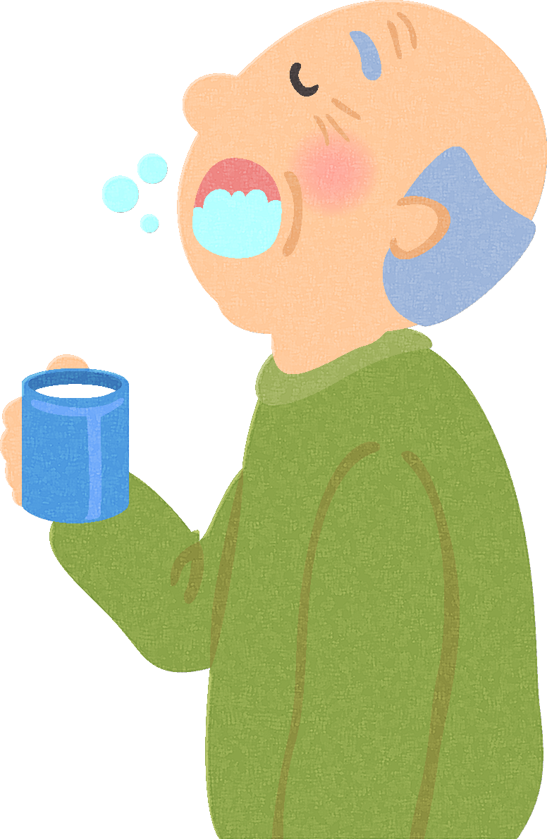 うがいをするお爺さん の無料イラスト／医療／健康43592に写真・文字を入れる