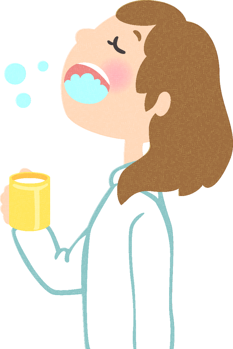 うがいをする女性の無料イラスト／医療／健康43604に写真・文字を入れる
